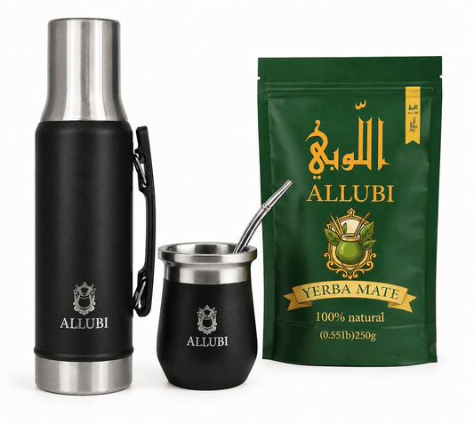 ALLUBI mate set with thermos, cup, bombilla, and 250g yerba