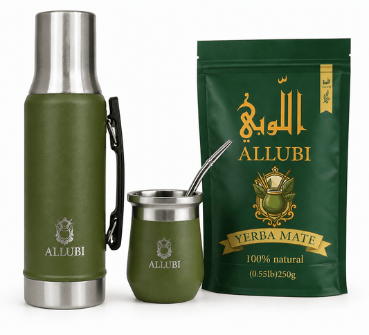 ALLUBI Yerba Mate Set – 1L Thermos, Mate Cup with Bombilla & 250g Yerba Mate - ALLUBI YERBA MATE LLC