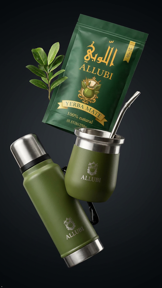 ALLUBI Yerba Mate Set – 1L Thermos, Mate Cup with Bombilla & 250g Yerba Mate