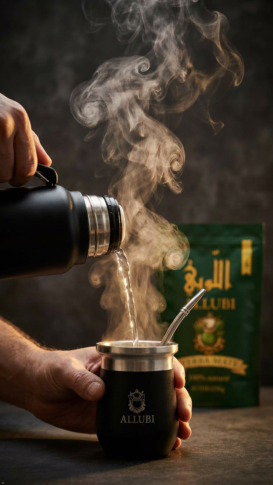 ALLUBI Yerba Mate Set – 1L Thermos, Mate Cup with Bombilla & 250g Yerba Mate